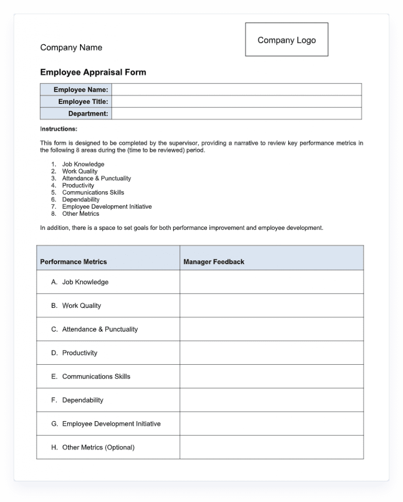 Performance review templates