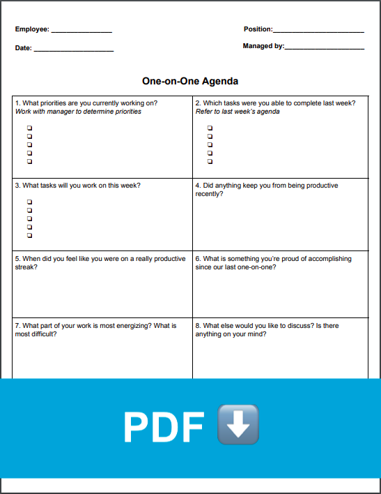 One On One Agenda Template Flyer Template