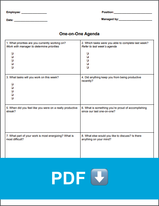 One On One Template For Manager