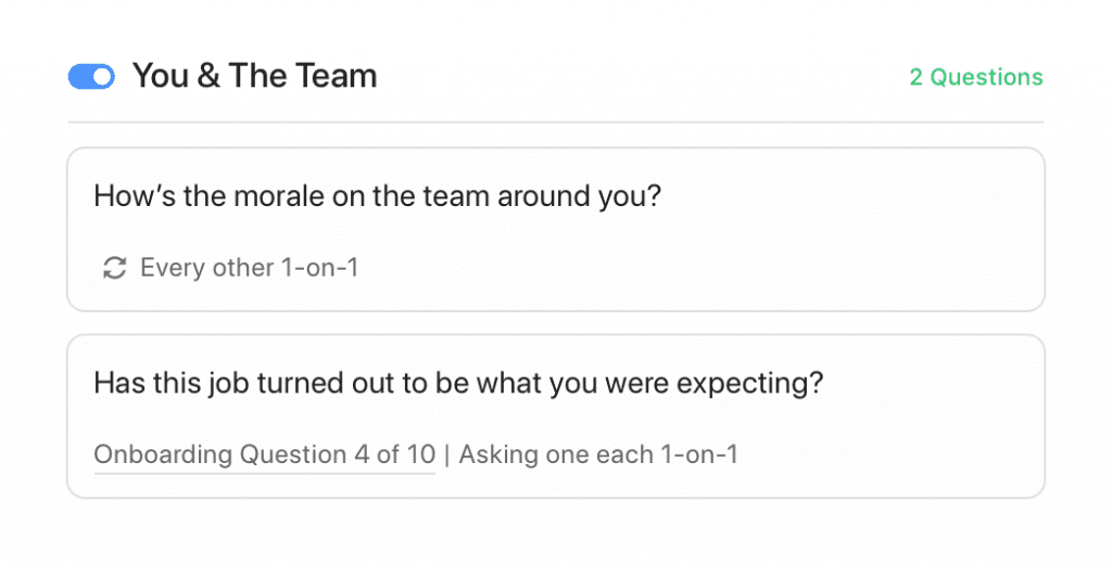 Spread out personal questions in 1-on-1 meetings